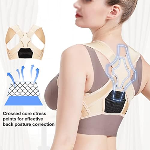 Posture Corrector Adjustable Back Support Belt Spine Back Shoulder Brace Support Belts Adult Invisible Hunchback Belts(Beige,L/XL) (D,L/XL)