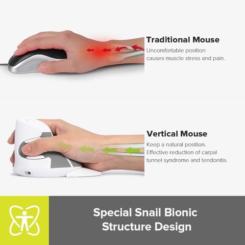 DELUX Ergonomic Vertical Mouse, Rechargeable Vertical Mouse (M618G DB)