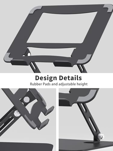 SOUNDANCE Laptop Stand, Heavy Metal Base, Adjustable, 10-15.6", Black