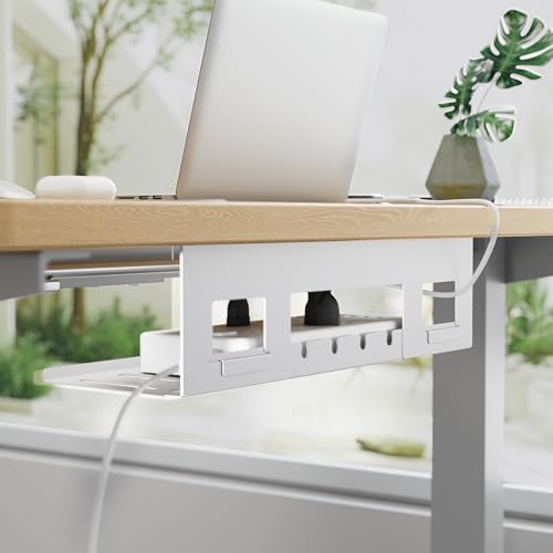 PEGZONE Under Desk Cable Management Tray, 15.7'' Screw-Mount Steel Rack