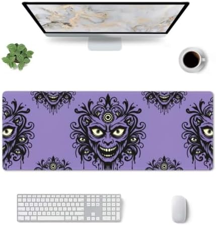Beauty Haunted Mansion Wallpaper Stretching Room Large Mouse Pad, 31.5x12 Inch Gaming Desk Mat, XXL Non-Slip Rubber Base Computer Pad with Durable Stitched Edges for Work and Play