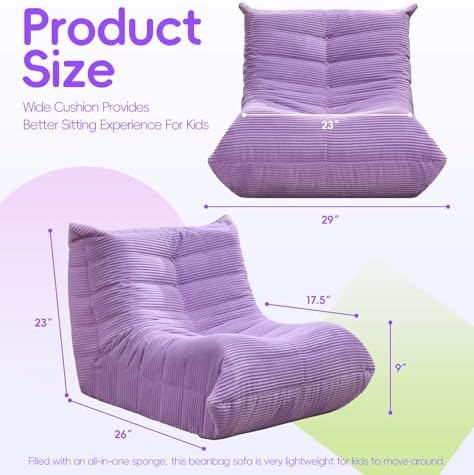 Hobestluk Medium Bean Bag Chairs Lounge Floor Chair BeanBag Couch Togo Sofa