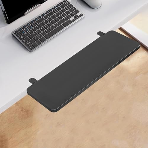 Generic Desk Extender Board Keyboard Tray Extension Attachment 50x20cm Foldable Space Saving Clamp on Home Office Wrist Support, Black