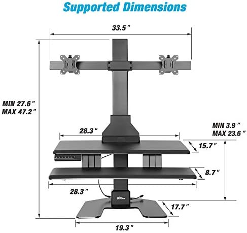 AVLT Electric Standing Desk Converter for Dual 32" Monitors Motorized