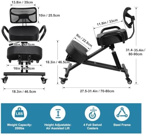 Ergonomic Kneeling Chair with Backrest & Lumbar Support