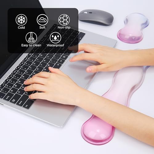 Gel Wrist Rest for Keyboard and Mouse, Wrist Rest for Keyboard, Mouse Wrist Support, Pain Relief, Cool Touch, Non-Skid, Wrist pad Set