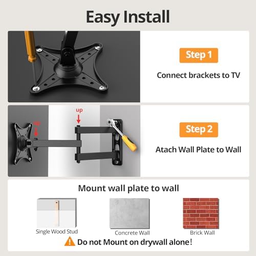 Monitor Computer Vesa Small 24 inch TV Wall Mount for 13-31", Full Motion