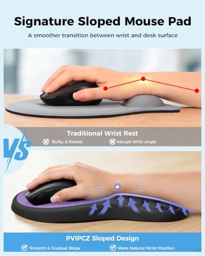 Ergonomic Mouse Pad and Keyboard Wrist Rest Set (Black&Purple)