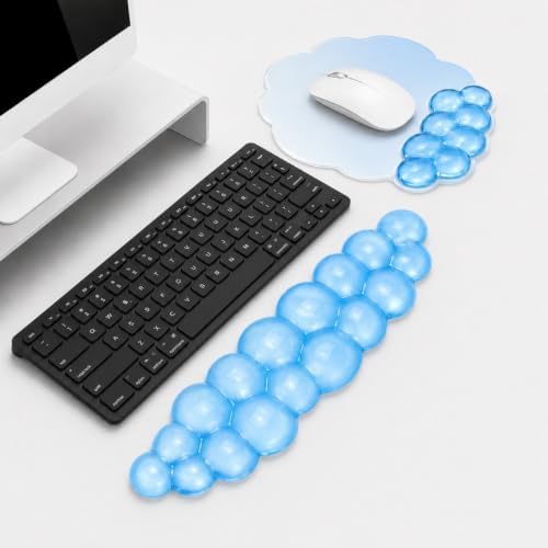 Cloud Gel Wrist Rest Set for Keyboard and Mouse – Ergonomic Wrist Support for Keyboard & Mouse Pad – Non-Slip Desk Wrist Support for Computer, Laptop & Gaming (Blue)