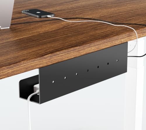 Bracwiser Under Desk Cable Management Tray, 16 inch Metal Cable Management Under Desk, Cable Tray Holder with Wire Management, Cord Organizer, Wire Tamer for Office and Home, Black, S74