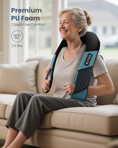 COMFIER Cordless Neck Shoulder Massager with Heat,Black Blue