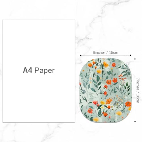 Small Mouse Pad, 6 x 7 Inch, Oval Mini Mouse Pad with Non-Slip Rubber Base for Laptop Wireless Mouse Keyboard Tray Mousepad, Colorful Flowers and Plants