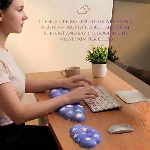 Cloud Wrist Rest for Keyboard & Mouse, Gradient Purple Colorful Star