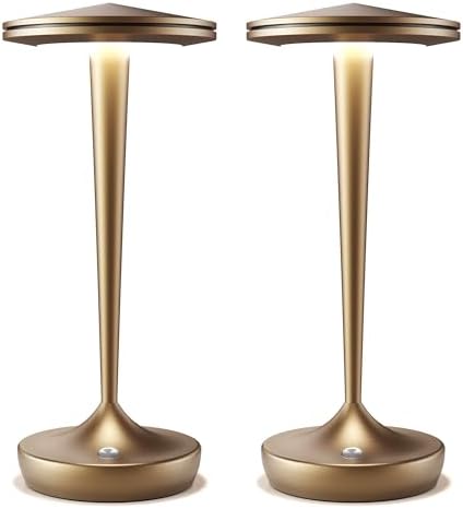 YHT Cordless Table Lamps Rechargeable for Restaurant (2 Bronze)