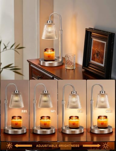 Satin Nickel Candle Warmer Lamp with Timer Home Decor Gifts for Women