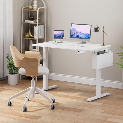 KLUVIS White Electric Sit to Stand Desk, 40 Inch