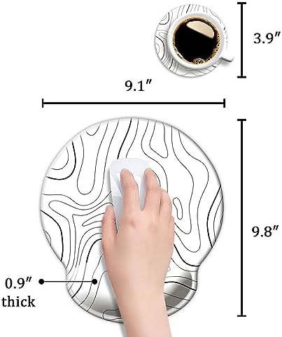 Ergonomic Mouse Pad with Wrist Support,Mouse Pad with Wrist Rest,Relieve Wrist Pain Mousepad Non-Slip Rubber Base,Mouse Pads for Desk,Computers,Laptop,Office,Home,Accessories White Topographic Line