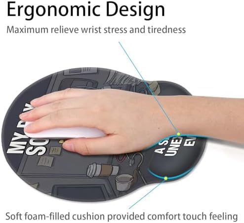 Britimes Ergonomic Mouse Pad with Wrist Support, Cat Coffee Grey