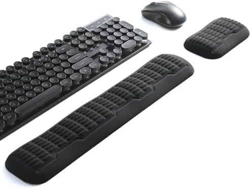 UnivoColors Full-Sized Keyboard & Mouse Wrist Rest Set-Ergonomic 3.0 Upgrade,Wave Curve Support,Comfortable Support & Fatigue Relief,Non-Slip Base,Perfect for Work & Gaming(Black)
