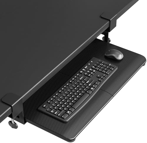 BONTEC Under Desk Keyboard Tray, Pull-Out Keyboard & Mouse Platform