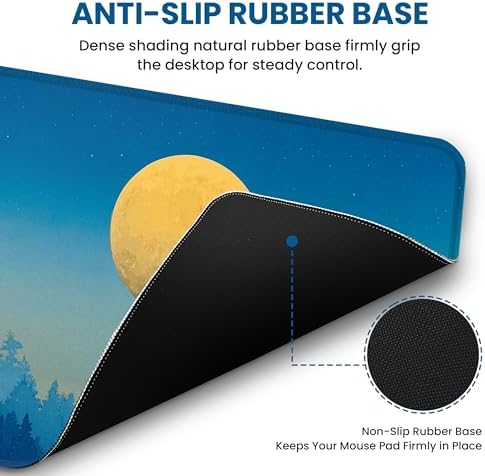 Aesthetic Desk Mat, Cute Moon Birch Desk Pad Protector for Work & Decor, 31.5" x 11.8", Pretty Non-Slip Extended Mouse Pad for Office or Home