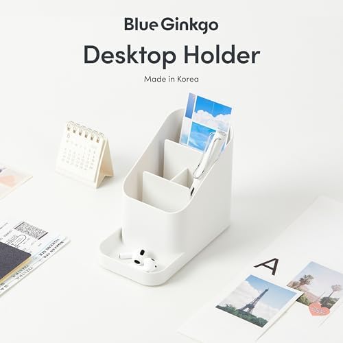 BLUE GINKGO Pen Holder, Desk Organizer, White, Made in Korea