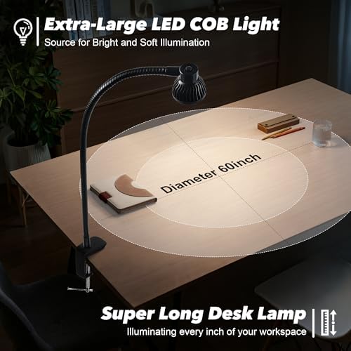 Hersi 5W 30" Long Swing Arm Architect Desk Lamp LED Task Light with Clamp