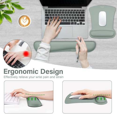 MOSISO Wrist Rest Support for Mouse Pad & Keyboard Set, Antique Green