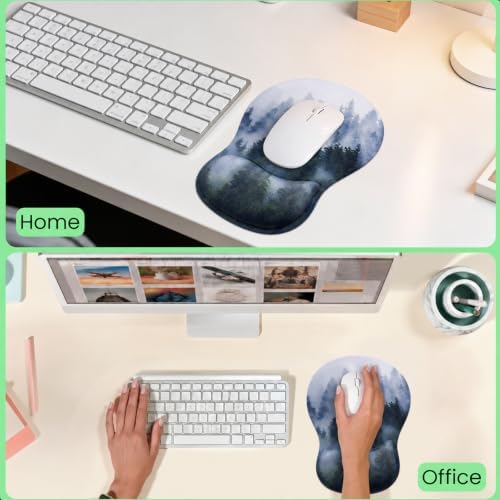 Mouse Pad with Wrist Rest Ergonomic Memory Foam Support, Non-Slip Rubber Base, Comfortable Typing Cushion for Home Office Computer Laptop, Forest