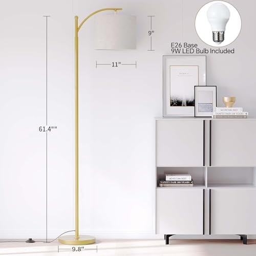 SUNMORY Arc Floor Lamp, Modern Floor Lamp with 9W 3 Color Temperatures Bulb