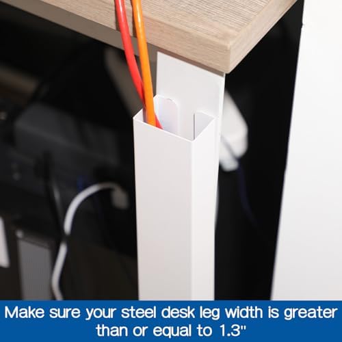 Blulu 2 Pack Steel Magnetic 14 Inch Cable Management Channel for Under Desk Leg Vertical Wire Hider Cover Cable Desk Organizer No Drill Cord Organizer Cord Hider Management for Home Office (White)