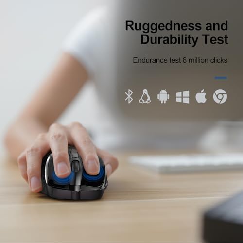 TECKNET Wireless Mouse, BT 5.0/2.4G, Silent 4800 DPI 6 Buttons, Black