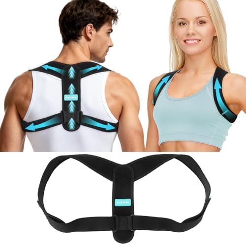 Adjustable Posture Corrector for Men & Women – Upper & Mid Back Brace for Posture Alignment – Relieves Neck, Shoulder & Clavicle Pain – Lightweight, Breathable & Invisible Under Clothing（Chest Size 30”-43”）
