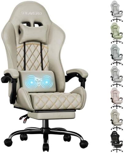 HLDIRECT Massage Recliner Gaming Chair with Footrest for Adults, Brown