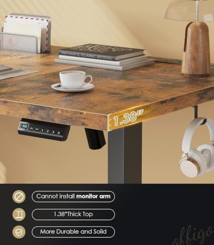 OffiGo 71" Executive Electric Standing Desk Height Adjustable, Rustic Brown