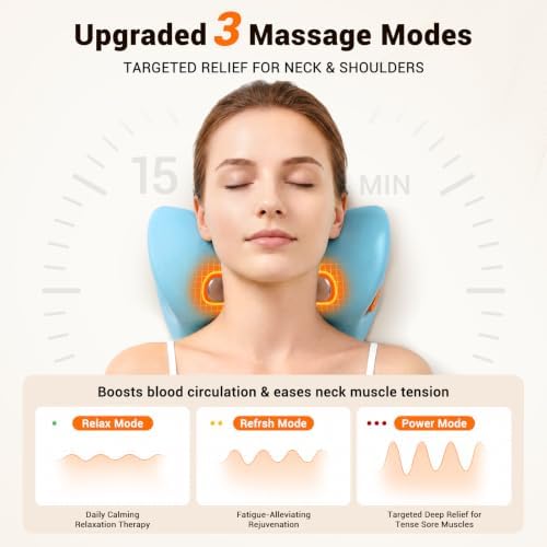 Cordless Neck Massager with Heat for Pain Relief Deep Tissue