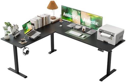 Agilestic 75 x 61 Inch L Shaped Electric Standing Desk, Black