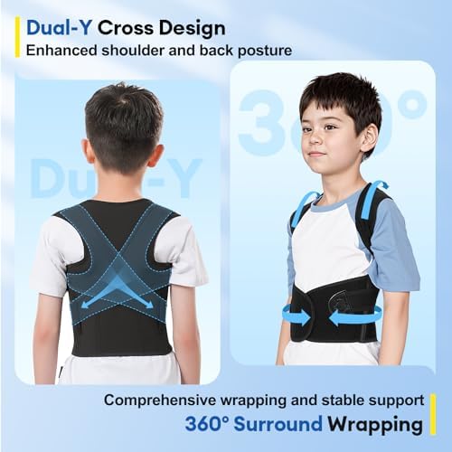 babaka Back Brace Posture Corrector for Kids, Adjustable Full Back Support, for Upper and Lower Back Pain Relief, Scoliosis, Dowagers Hump, Hunchback, Thoracic, Spine Corrector，Medium