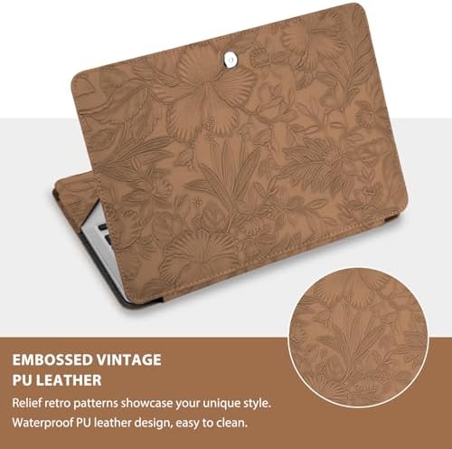 MOSISO PU Leather Sleeve Case, Embossed Hibiscus Portfolio Protective Stand Cover