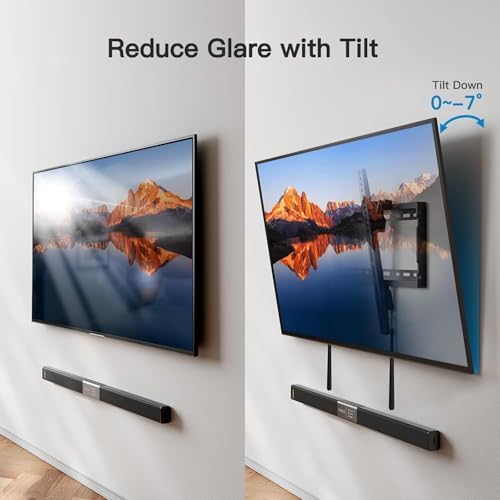 Pipishell Tilt TV Wall Mount Bracket Low Profile for Most 37-90 Inch LED LCD OLED Plasma Flat Curved TVs, Large Tilting Mount Fits 16"-24" Wood Studs Max VESA 600x400mm Holds up to 132lbs