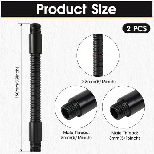 2PCS 5.9" Gooseneck Tubing Flexible 5/16" Male thread Alloy Steel Metal Arm Universal Bendable Extension Hose for DIY Lamps Microphone Stands Inspection Cameras