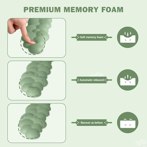 Cloud Keyboard Wrist Rest Mouse Pad Set, PU Leather Memory Foam Wrist Cushion Support, Mouse Wrist Pad, Non-Slip Wrist Support for Home, Office, Green Cloud