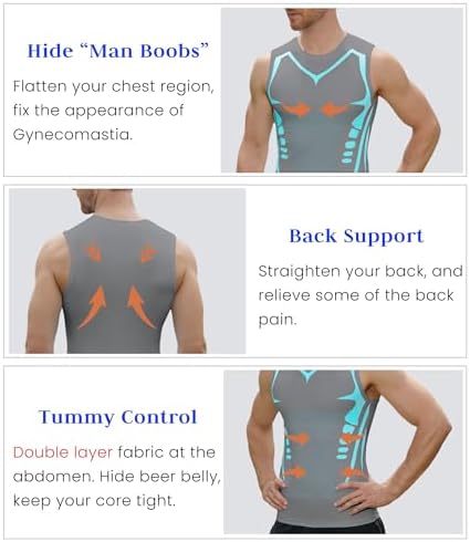 Compression Shirt Men Slimming Body Shaper Vest Crewneck Workout Tank Top