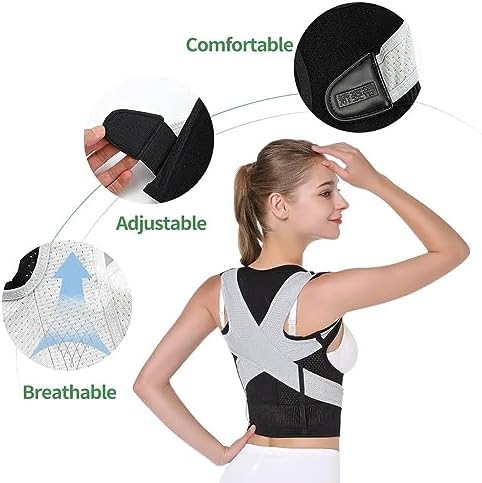 Adjustable Back Posture Corrector for Women and Men Breathable Back Support Brace Concealed Back Straigh(Gray Small)