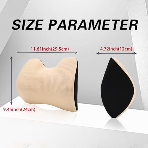 Make Restful Car Headrest Pillow, Car Pillow with Adjustable Strap, Beige