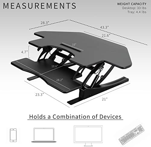 VIVO Black 43 in Corner Desk Converter, DESK-V000VC