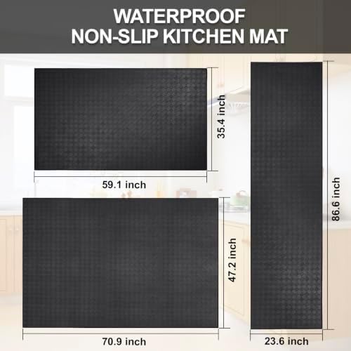 Kitchen Mats and Rugs Cushioned Anti-Fatigue, 23.6" x 86.6", Black