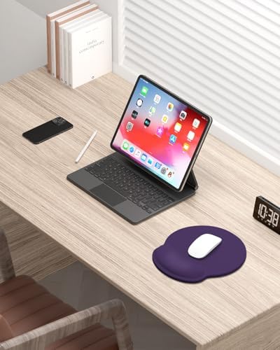 Auhoahsil Mouse Pad, Ergonomic Mouse Pad with Wrist Rest, Pain Relief Computer Gel Mouse Pad Wrist Support for Laptop, Mousepad with Non-Slip PU Base, Mouse Pads for Desk, Dark Purple