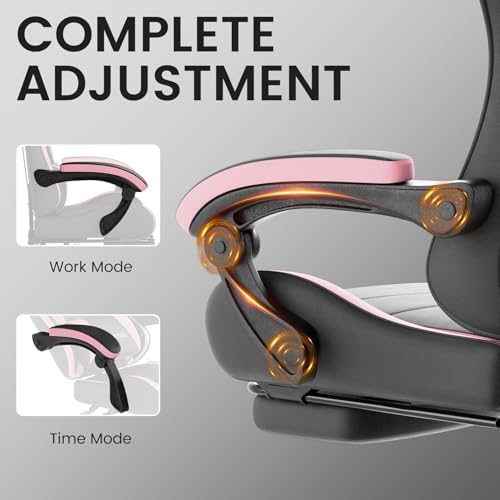 Ergonomic Gaming & Office Chair, Footrest, Racing Design Black/Pink
