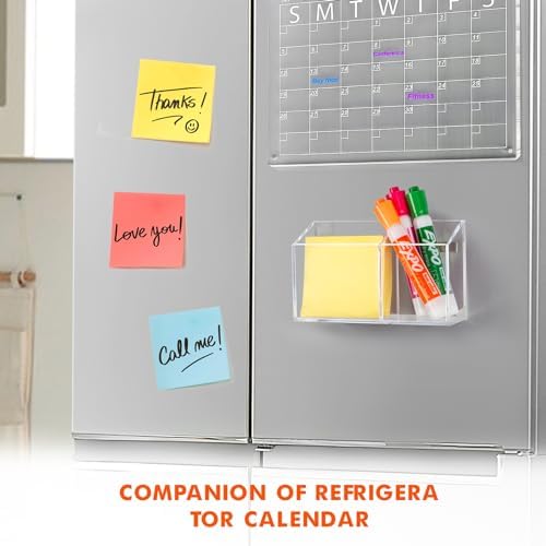 BEYGORM 2 Pack Magnetic Dry Erase Marker Holder for Whiteboard,Non-slip Acrylic Magnet Pen Holder for Fridge Refrigerator,Locker Organizer for Work,Locker Accessories,Pencil Cup,Marker Organizer